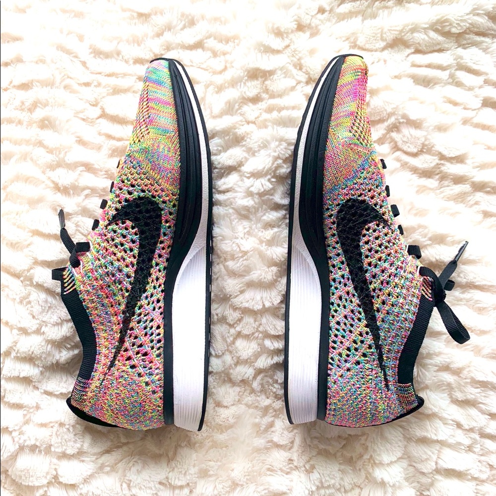Nike Flyknit Racer running shoes, rainbow 🌈